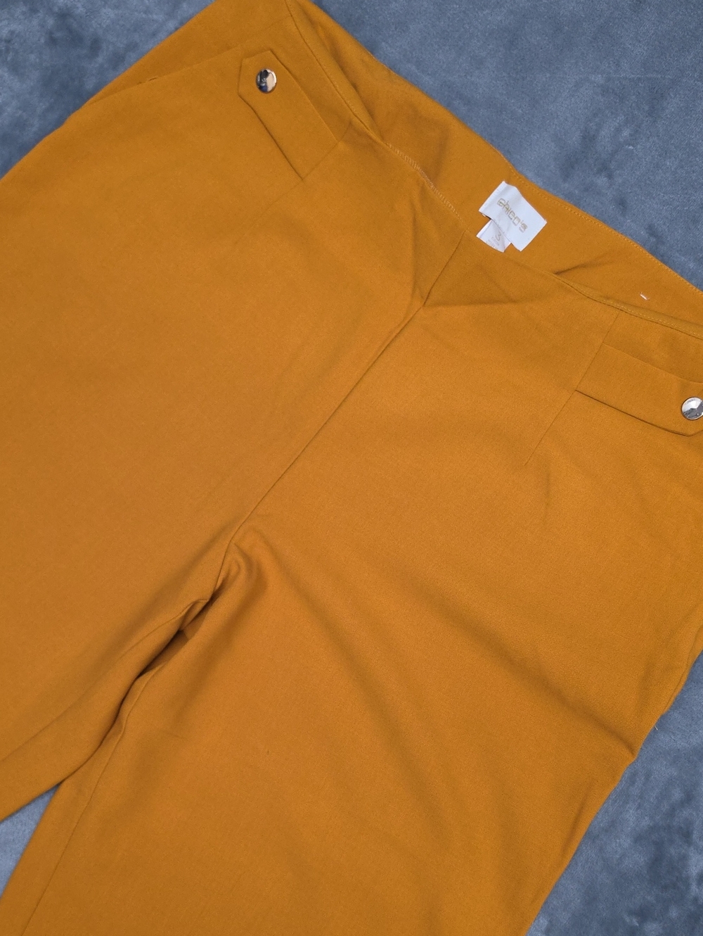 Chico's XL Golden Mustard Wide-Leg Capris with Button Tab